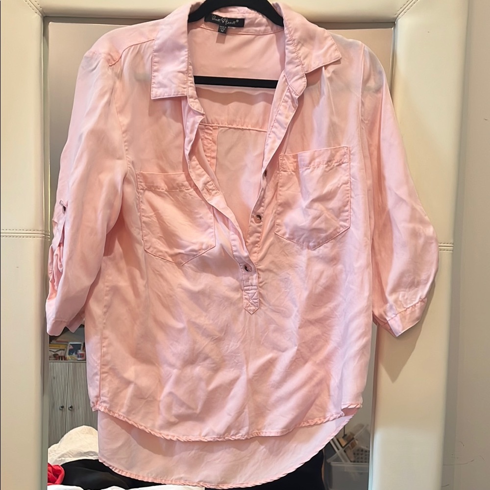 Women's Pink Button-Up Blouse